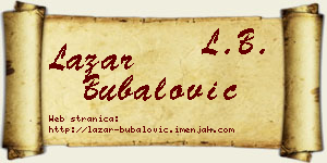 Lazar Bubalović vizit kartica